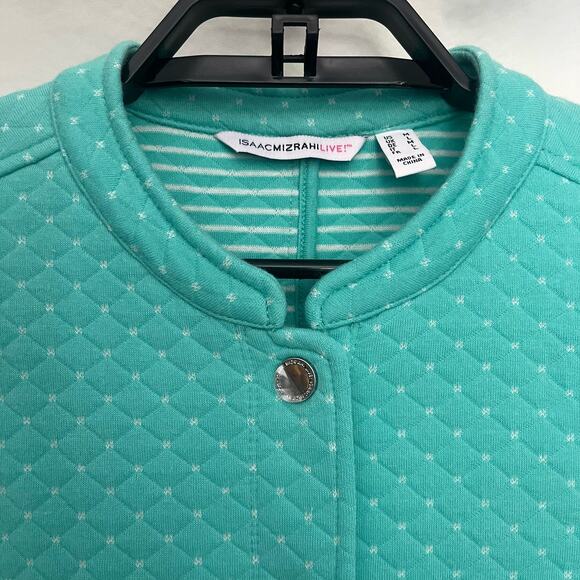 Isaac Mizrahi Live Quilted Womens Jacket Sz Medium Cottage Core Snap Teal Granny - Picture 2 of 12